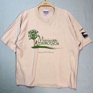 Bayside Mississippi Envirothon Graphic Tee Tan Large USA Made Boxy Fit